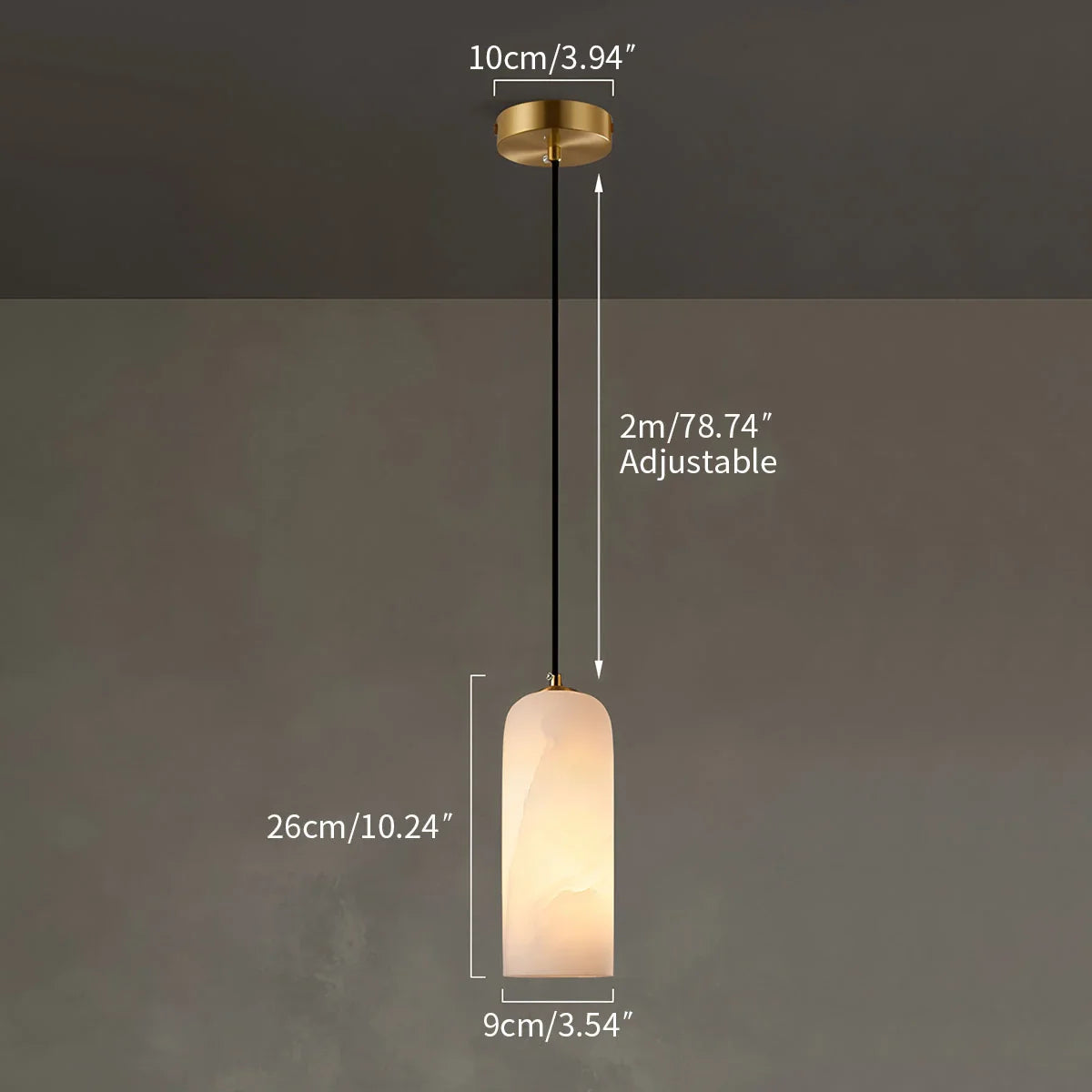 Minimalist pendant light made of white alabaster, featuring a round design with a diameter of 40 cm, ideal for modern living spaces. 4