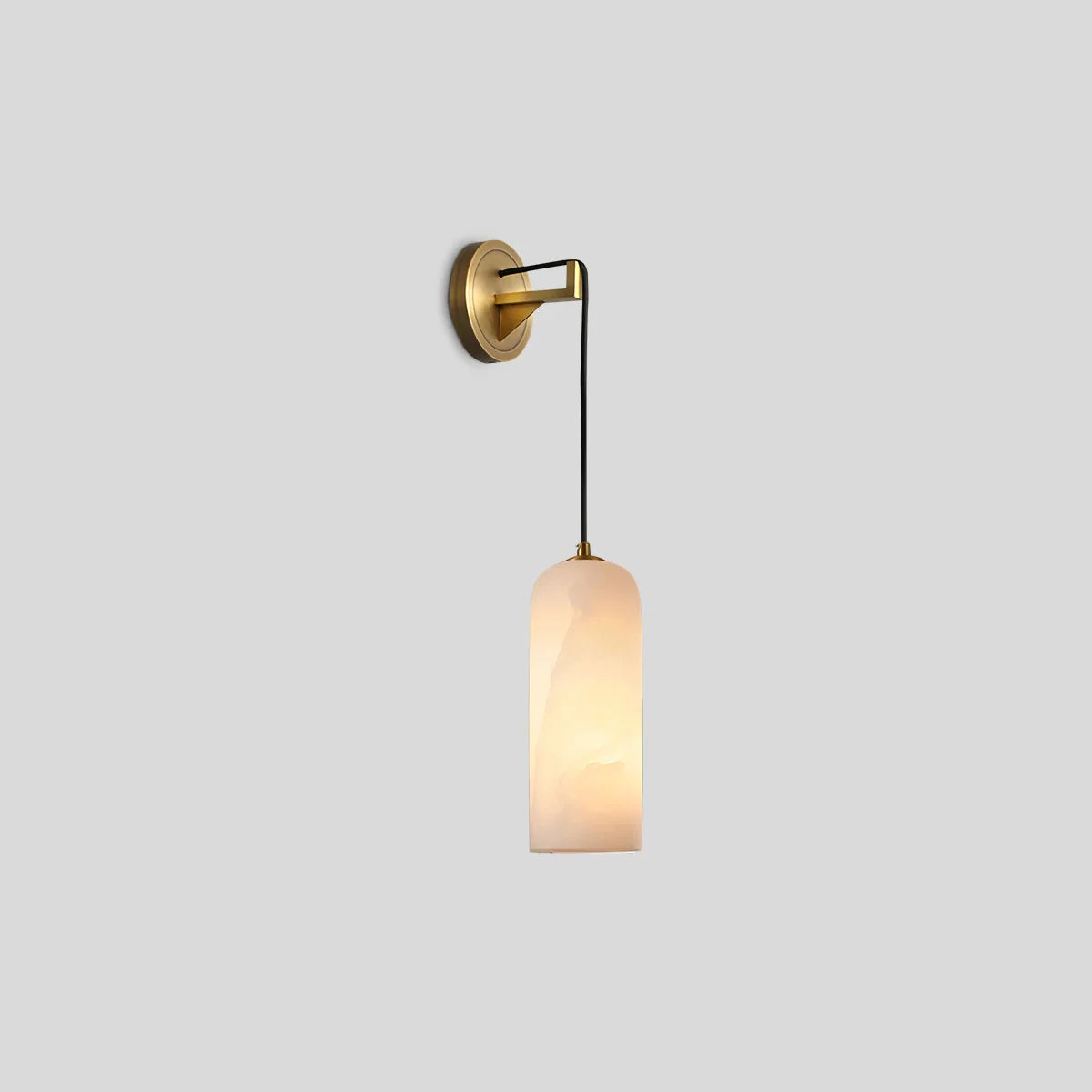 Minimalist pendant light made of white alabaster, featuring a 40 cm diameter. Ideal for modern dining areas or living spaces. 9