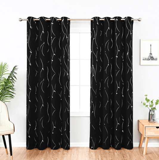 STARBLOCK Vorhänge – Stoff mit Sternmuster – Isolierend – 140×250 cm – Elegante Raumgestaltung