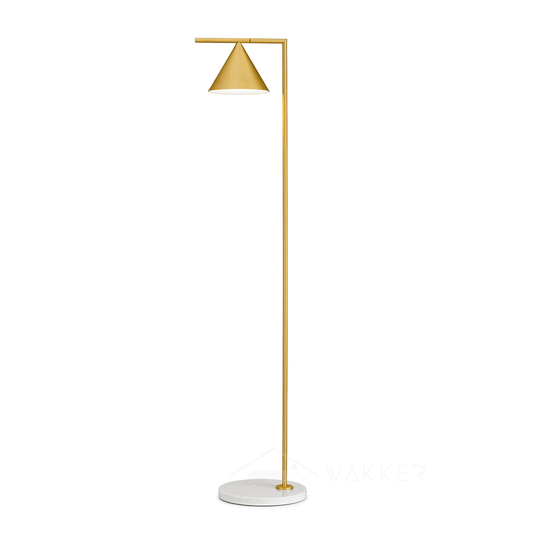 Stehlampe – Marmorfuß in Weiß – Stahl/Messing – 150 cm – Elegantes Design für Wohnzimmer