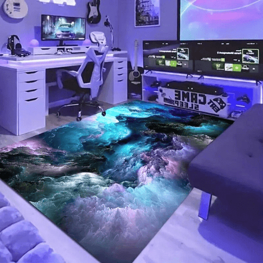 Teppich – Flanell – Blau – 160×230 cm – Kosmisches Design