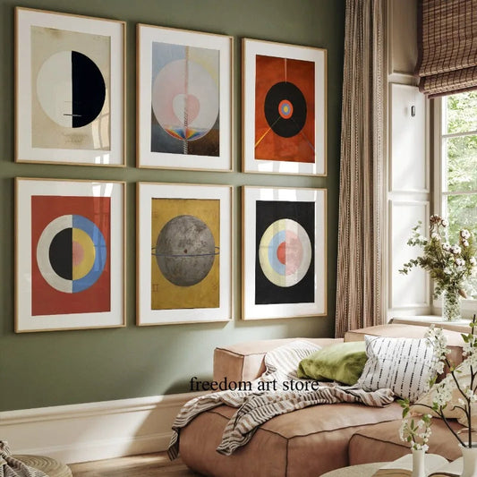 Wandbild – Leinwanddruck – Abstrakte Kunst – Mehrfarbig – Vertikal Rechteck – Hilma Af Klint Inspiration