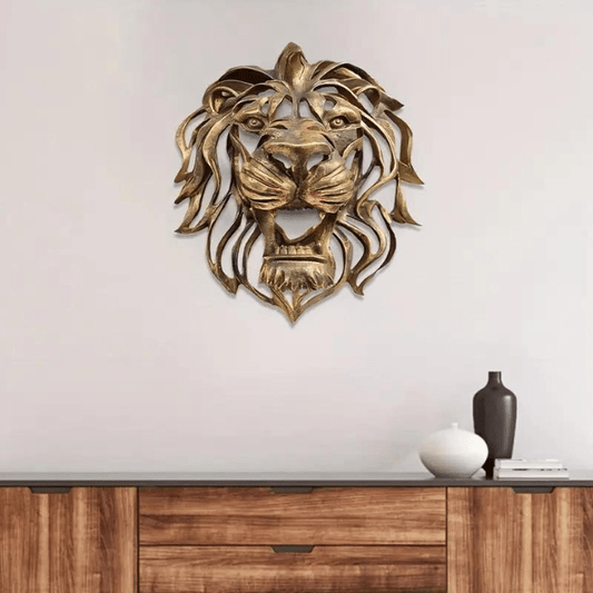 Wandkunst – Goldenes Harz – Löwenmotiv – 100×70 cm – Majestätisch und Exklusiv