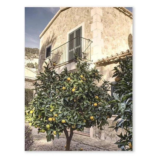 Wandkunst – Leinwand – Zitronen – Vertikal – Moderne Stillleben – Italienische Stadtlandschaft