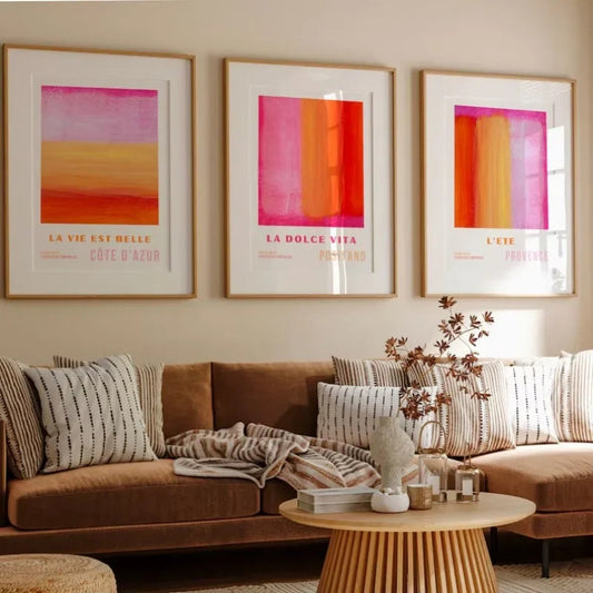Wandposter – Leinwand – Pink und Orange – Vertikal – Abstrakte Kunst für Modernes Wohnen