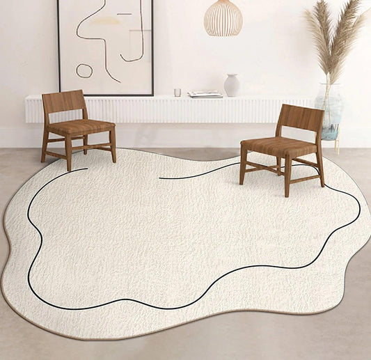 Waschbarer Teppich – Polyesterfaser – Creme – 80×120 bis 200×300 cm – Modernes Cloud-Design für Wohnzimmer