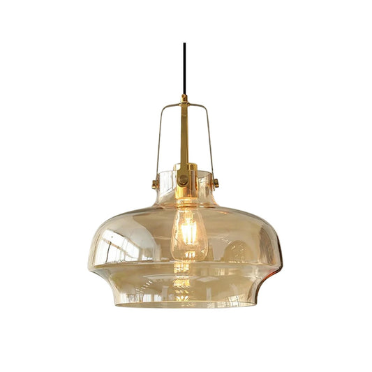 Modern pendant light made of glass and metal, tinted finish, measuring 30 cm in diameter, ideal for stylish dining rooms. 1