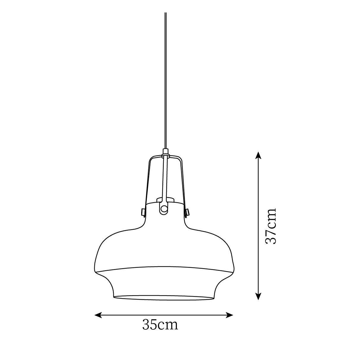 Modern pendant lamp made of tinted glass and metal, with a diameter of 30 cm, perfect for stylish dining room ambiance. 5